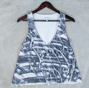 Witchery Abstract V Neck Sleeveless Top Small Monochrome Corporate Grunge 90s